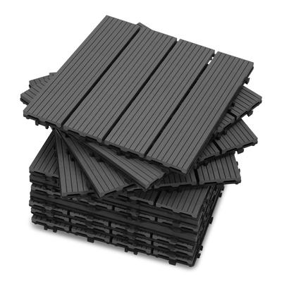 TEMU 11-pieces Wpc Patio Tiles, Set Of Wood Composite Garden Tiles, 30x30cm, Easy To Lay And Clean, Click Tiles, Uv-resistant, Weather-resistant, For Garden, Patio, Balcony, Pool Area (/brown) Image