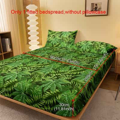 TEMU 1pc Print Fitted Sheet - Soft Breathable Fabric, Deep Pocket (≤29cm), Quilted Texture, Durable & Machine Washable - Perfect Cover For Bedroom & Bedding Image