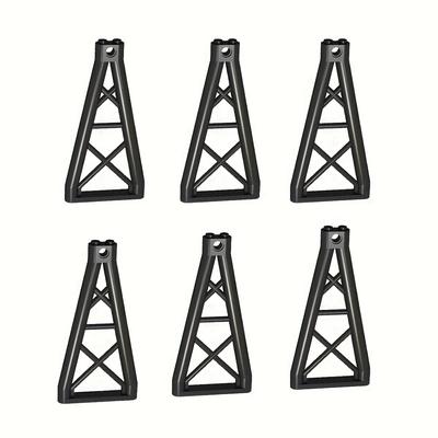 TEMU 6pcs Black Abs Support Pillar Set For Train Track Building Blocks, Compatible With Popular Brands, Ideal For Diy Model Railroad, Birthdaydiy City Series Building Block Set Gift Image