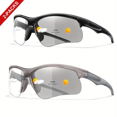 TEMU 2-pairs Men's Fashion Photochromic Half Frame Windproof Fashion Glasses For Men And Women Image
