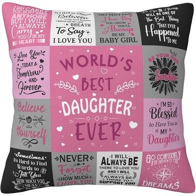 TEMU 1pc Daughter Gift From Mom & Dad - Birthday Pillow Cover With Inspirational Quotes, Linen Cushion Case, Machine Washable, Zip Closure, Room Types, Gift | | Woven Texture, Daughter Gifts From Mom Image
