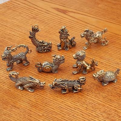TEMU 9pcs Vintage Brass Ornaments Set, Dinosaur Theme Decor For Home, Office, Coffee Shop, Restaurant, Ideal Birthday Gift & Souvenir, No Electricity Needed Image