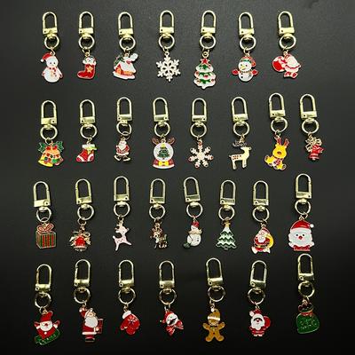 TEMU 30pcs Christmas Series Keychain Cute Alloy Key Chain Ring Bag Backpack Charm Car Key Pendant Gift Image