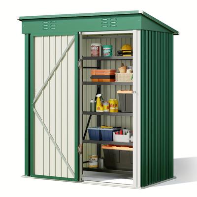 TEMU Metal Tool Shed, Outdoor Storage Shed, Garden Shed, Galvanised Steel Tool Shed, Garden Shed For Backyard, Patio, Lawn, 180 X 162 X 95cm, Temporary Removable Shed Image