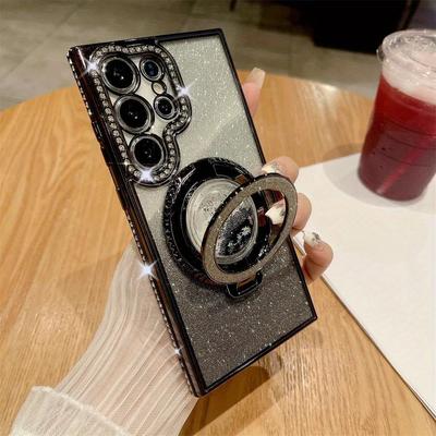 TEMU Elegant Sparkling Quicksand Rhinestone Protective Case For Galaxy S24, S23, S25 Ultra, And S22 Plus With A Gradient Design And Soft Bracket. Image
