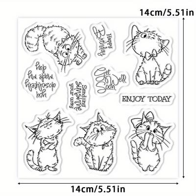 TEMU 1pc Original Happy Birthday, Cute Funny Cat Clear Stamps Cutting Dies For Diy Album Card Diary Hand Account Animal Theme Embossing Silicone Stamps Metal Cutting Dies Decoration Image