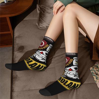 TEMU Dresden Knit Socks - With Logo, Anti-slip Cuff, Breathable, Moisture-wicking, Ankle-length, Athletic Style, Knit Fabric, Hand Washable, Athletic Socks|dynamic Design|knit Texture, Sweat-resistant Image