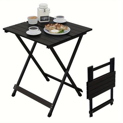 TEMU 1pc Picnic Table Camping Table Balcony Table Garden Table Aluminum Folding Table 50.5x47x59.5cm Photography Studio And Balcony Side Table Silvery Image