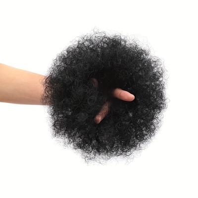 TEMU 1pc Afro Puff Synthetic Hair Piece For Women - Elastic Bun Scrunchie, Thick Updo Ponytail Extension, Elegant Style, High-temperature Fiber, Easy Design, Updo Hairpieces Image