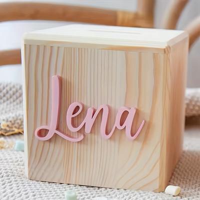 "TEMU Personalized Wooden With Acrylic Name Sign - "your Money Has Only " Coin Collection Box, Ideal Baptism Gift, Baptism Gift|decorative Money Box|durable Wood Constructio" Image
