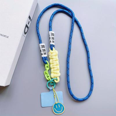 TEMU Nylon Crossbody Phone Lanyard | Braided Strap With Face Charms | & Stylish Anti-loss Accessory For Smartphones | Secure Clips And Adjustable Lengths | Device Holder, Phone Accessories Image