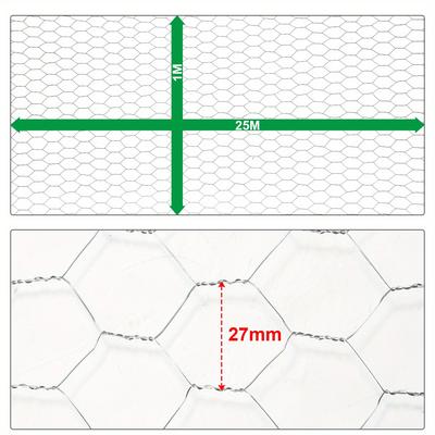 TEMU 10m 25m Hexagonal Mesh Wire Fence - Galvanized With Coating, Rabbit Wire, Wire Fence, Wire - Hexagonal Wire Mesh With 27mm Mesh Size, Height 50cm 100cm - Green/silver Image