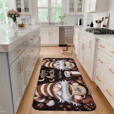 TEMU & Coffee Cup Kitchen Mat Set - Non-slip, Machine Washable Polyester Runner Rugs For Home, Office, And Laundry Room Image