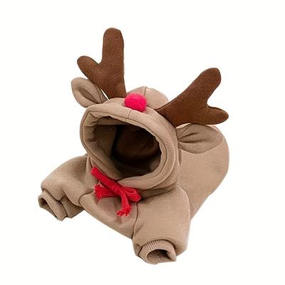 TEMU Cozy Fleece Pet Hoodie For Small To Medium Dogs - Winter , Machine Washable, Solid Theme Image