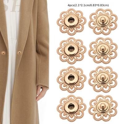 TEMU 4pcs Golden Invisible Snap Button Set For Coats, Wool & Cashmere - Hand Sewing Fasteners Image