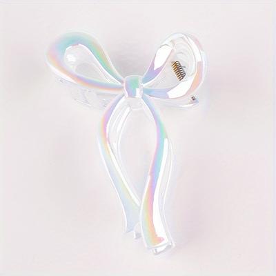 TEMU Elegant Bowknot Hair Claw Clips For Women, 2pcs Set, Large Rectangular Plastic Hair Clips For Ponytail, Hair Accessories, 14 Years And Up Image