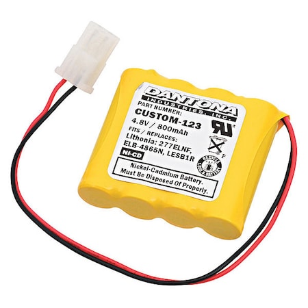 DANTONA CUSTOM-123 Battery 4.8 Volt Nickel Cadmium Dantona Emergency Lighting