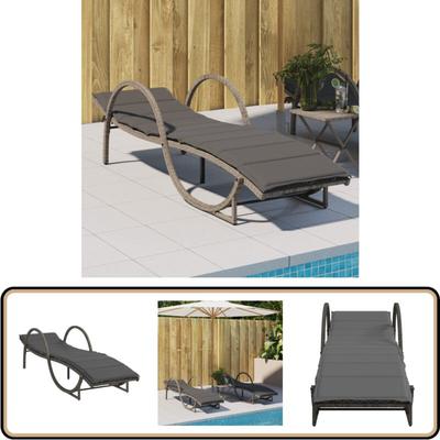 Vidaxl - Sonnenliege mit Auflage Grau 60x199x42 cm Poly Rattan - Sonnenliege - Gartenliege - Relax Image