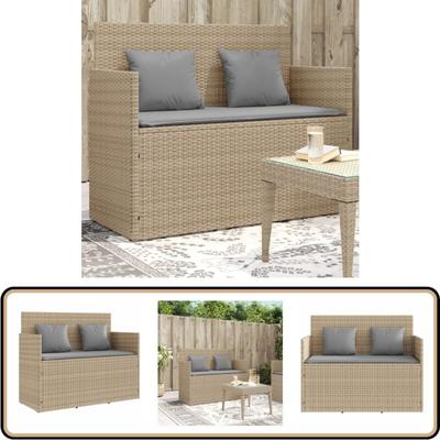 Vidaxl - Gartenbank mit Kissen Beige Poly Rattan - Gartenbank - Polyethylen-Rattan Möbel - Outdoor Image