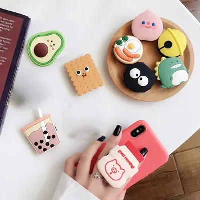 1pc Cute Cartoon Ring Phone Holder Finger Grip Phone Stand Desktop Cellphones Mount For iPhone Samsung Xiaomi Smartphone Bracket