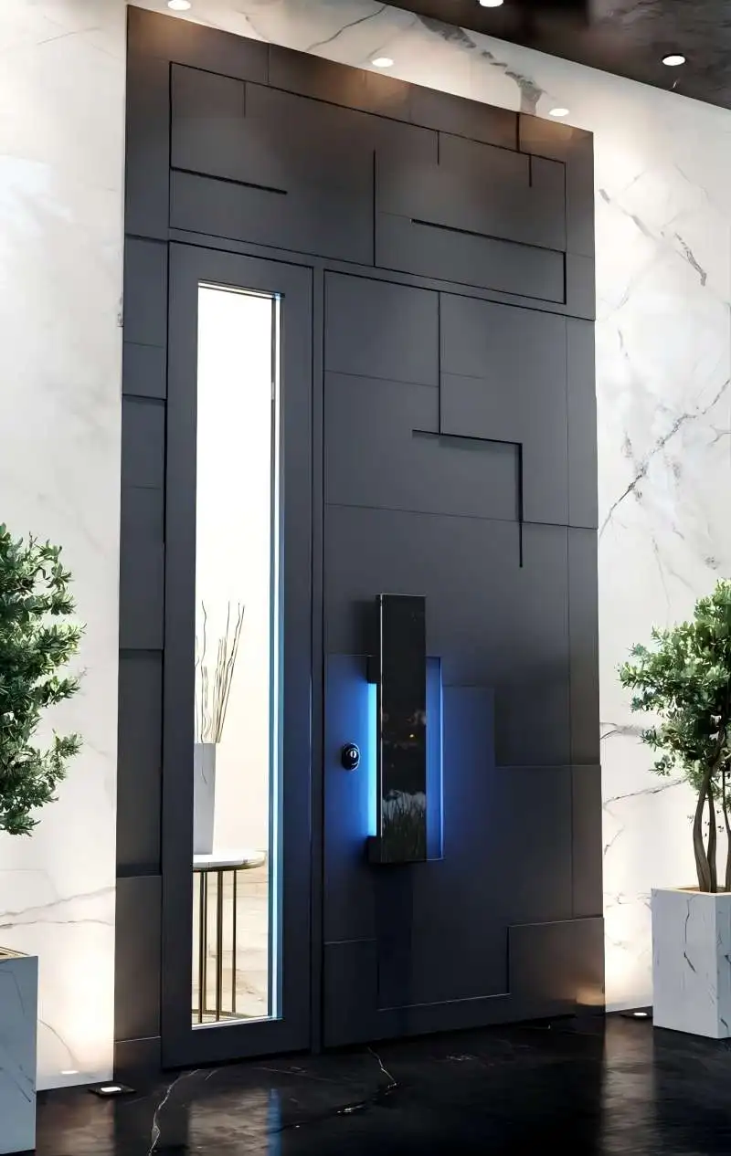 Moderne Eingangstür, sichere Eingangstüren, Außentür aus Aluminium für die Haustür zu Hause, individuelle Sicherheitstür, Notfalltor Image