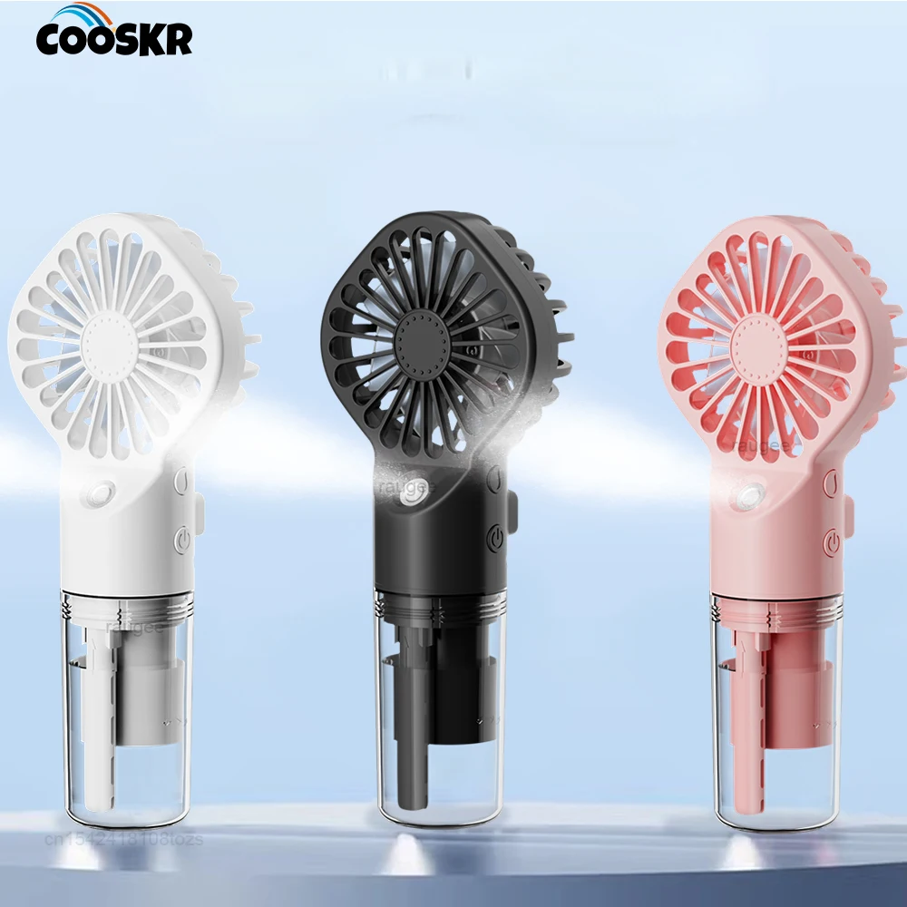 Tragbarer Handventilator mit Spray, wiederaufladbar, 4 Windgeschwindigkeiten, Wassernebelventilator für Outdoor-Reisen, Mini-Taschen-Wasserspray-Nebelventilator Image