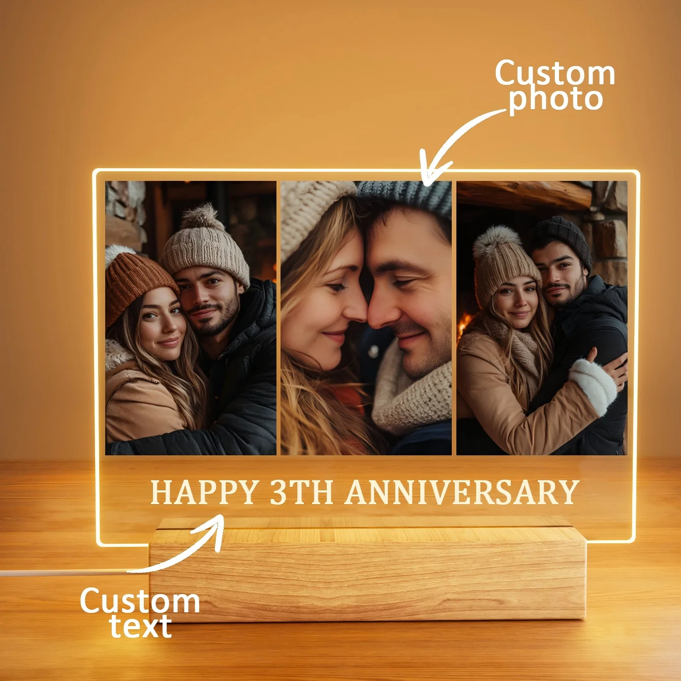 Benutzer definierte Foto asymmetrische 3D-Licht Dekoration Schlafzimmer Nachtlichter, Urlaub Dekorationen, Geschenke für Freunde und Familie Image