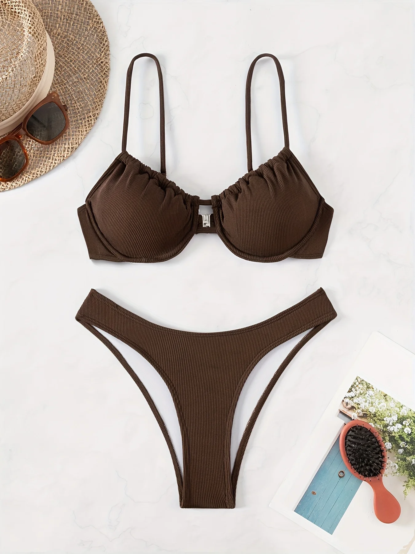 ZTVitality Sexy Solid Bügel-Bikinis, 2025, neue Ankunft, zweiteiliger Push-Up-Badeanzug, Damen-Bademode, Sommer, Strandmode, Biquini Image