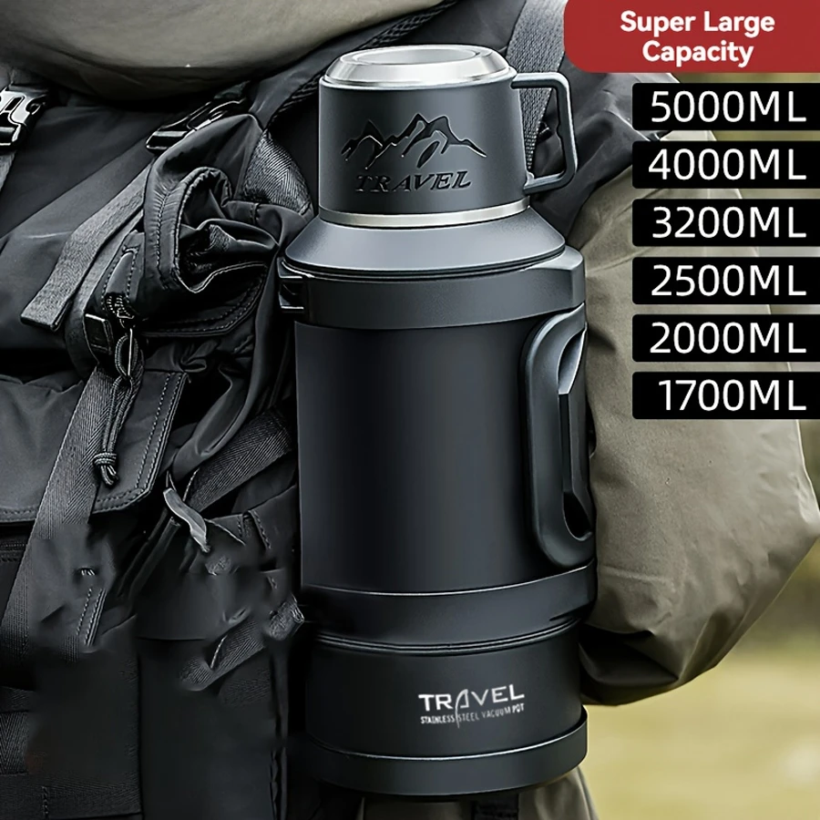 1 PC Große Thermoskanne -1,7 l/2,0 l/2,5 l Edelstahl-Thermoskanne, geeignet für Reisen, Camping - 2,5 Liter supergroße Vakuumisolierung
