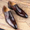 Männlich Echtes Leder Sozialen Schuh Oxford Elegante Mann Kleid Schuhe Hand Lace-up Spitze Party