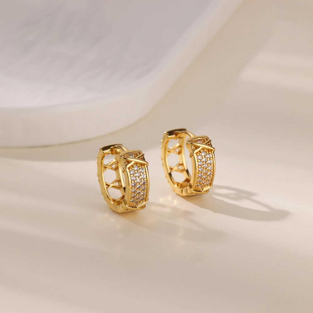 Zirocn Kreis Creolen Für Frauen Gold Farbe Edelstahl Ohrringe Luxus Designer Schmuck Party Zubehör Geschenk Image