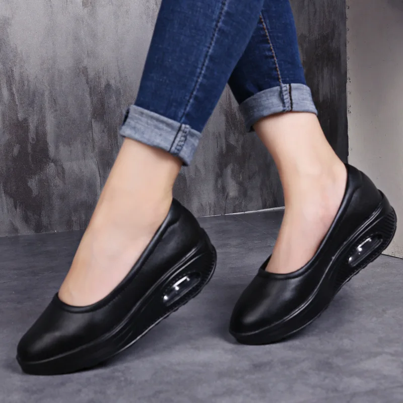 Neue Frühling Frauen Schuhe weibliche Mokassin Slip-On leichte Frauen Keil Freizeit schuhe dicke Sohlen Slipper Zapatos de Mujer wsh5087
