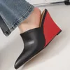 Keile Sommer Maultiere Schuhe Frau Elegante 2025, Große Größe 46, Echtes Leder Hausschuhe Keil