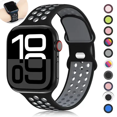 Silikonarmband für Apple Watch Band 10 42 mm 46 mm Serie 9 8 7 44/45 mm SE 6 5 4 38/40/41 mm für Image
