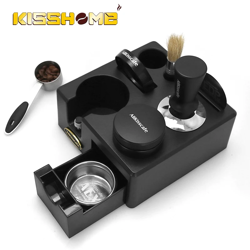 AliKisscafe Kaffee Tamping Station Siebträger Halter Stehen Mit Schublade Für Delonghi Breville Barista Espresso Zubehör Image