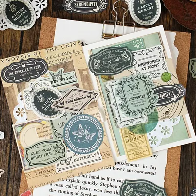 Mr. Paper, 6 Stile Nostalgic Artist Series Sticker Pack, dekorative Aufkleber für Schreibwaren, niedliche Handyhüllen-Aufkleber Image