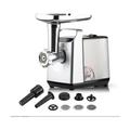 Tritacarne in acciaio inox, 1500 W max, tritacarne elettrico 3 in 1 con 3 piastre di macinazione,
