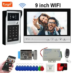 Nouveau 9 pouces 4in1 déverrouiller Wifi sonnette système d'interphone vidéo porte téléphone mot de passe caméra avec contrôle électrique serrure de porte