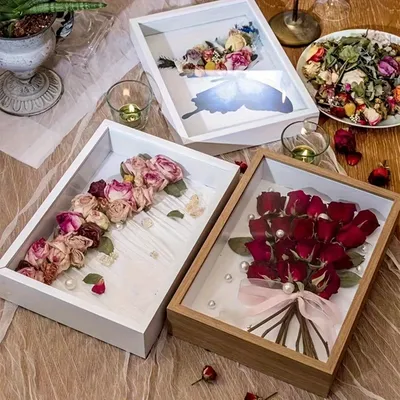 Square Box Photo Frame Souvenir Display Wedding Keepsake Handicraft