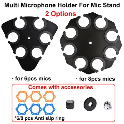 New Multiple Microphone Holder Mount to 3/8"-16 Threaded,Mic Organizer Display,Microphone Holder