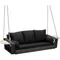 3 Person Porch Swing Patio Wicker Hanging Porch Swing Chair Outdoor Rattan Swing Bench with Cushion