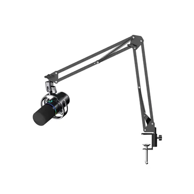 USB RGB Mic Stand with Tripod - 3-in-1 Computer Gaming Podcasting Studio Mic for Live Streamers,