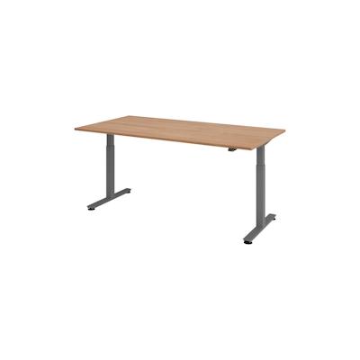 bümö elektrisch höhenverstellbarer Schreibtisch Nussbaum 200x100 cm, Gestell: Graphit - Büroschreibtisch höhenverstellbar elektrisch, elektrischer Image
