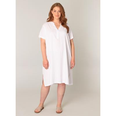 Tunikakleid BASE LEVEL CURVY "Yacinthe", Damen, Gr. 52, N-Gr, natural weiß, Web, Obermaterial: 55% Leinen, 45% Viskose, casual, gerade knielang, Serafino, Kurzarm, Kleider, mit Leinen Image