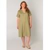 Tunikakleid BASE LEVEL CURVY "Yacinthe", Damen, Gr. 54/56, N-Gr, soft army, Web, Obermaterial: 55% Leinen, 45% Viskose, casual, gerade knielang, Serafino, Kurzarm, Kleider, Sommerkleid mit Leinen