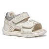 Lauflernschuh GEOX "B SANDAL ZAPITO GIRL", Kinder, Gr. 24, silber (weiß, silberfarben), Synthetik, elegant, Schuhe, Glitzersandale, Klettschuh, Babyschuh mit Metallic Druck