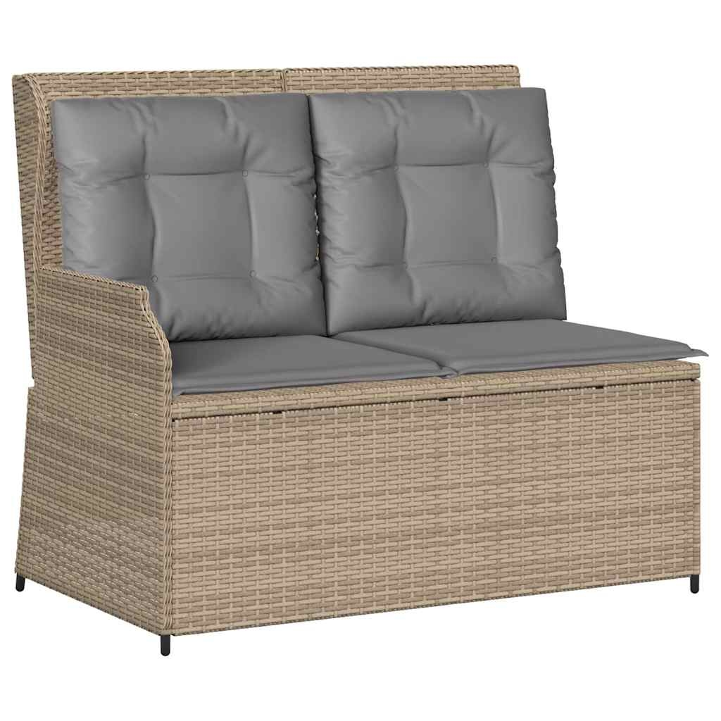 vidaXL Gartenbank Verstellbar mit Kissen Beige Poly Rattan Image