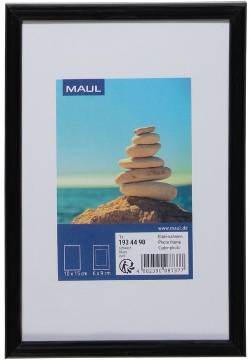 Bilderrahmen Maulart Kunststoff / Kunststoffglas 9,2x14,2cm schwarz Packung mit 12 Stück Image
