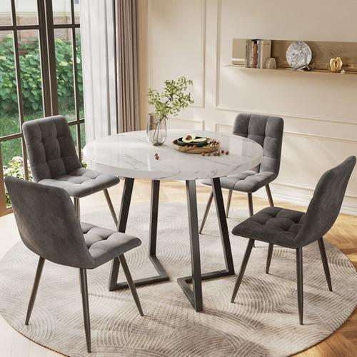 Redom - Ensemble de table à manger (5 pièces), ensemble de table à manger moderne (avec 4 chaises),