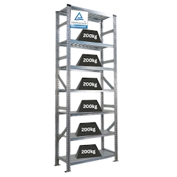 PROREGAL Fachbodenregal PROXIMO Stecksystem | Grundregal | HxBxT 250x90x50cm | 7 Ebenen | Beidseitig nutzbar | Verzinkt Image